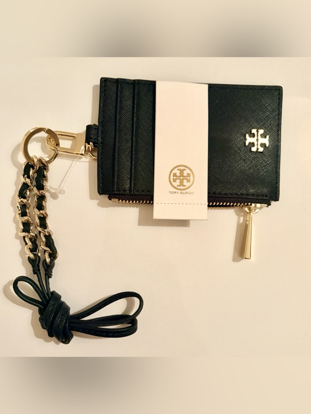 Tory Burch Emerson Lanyard Black Zip Wallet Wristlet
